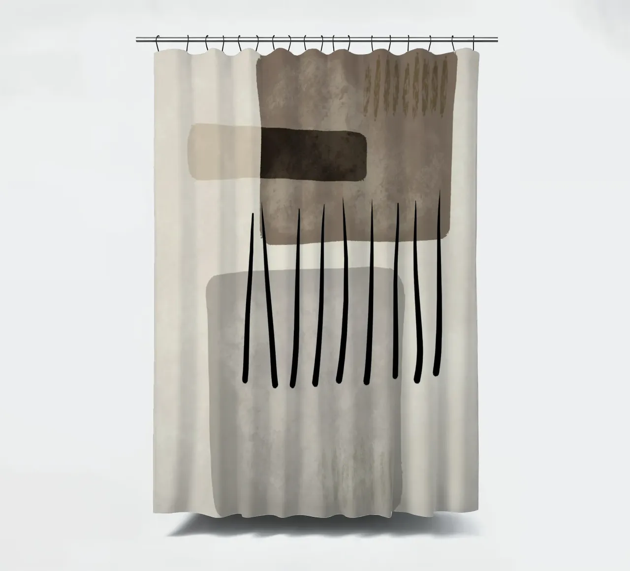 Modern abstract organic shapes and lines in earth tones Duschvorhang von Imaginative