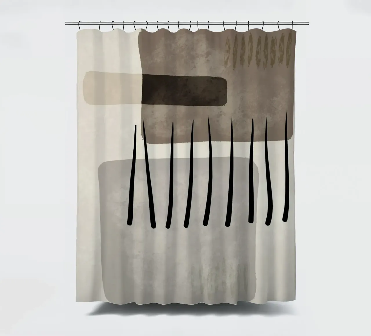 Modern abstract organic shapes and lines in earth tones Duschvorhang von Imaginative