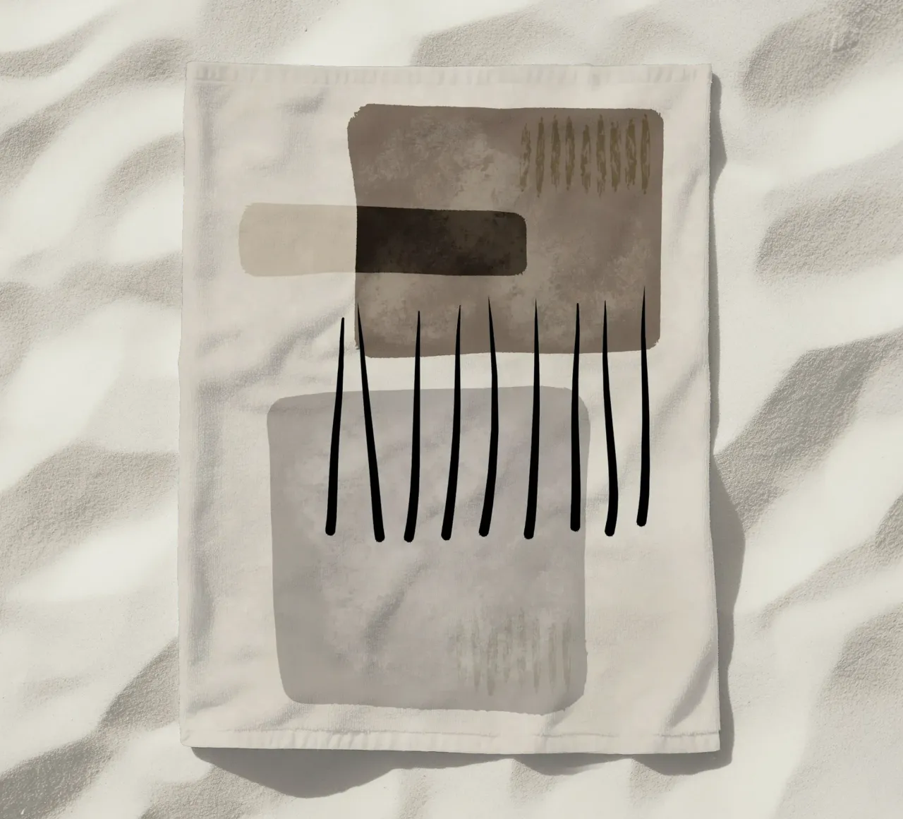 Modern abstract organic shapes and lines in earth tones telo mare da Imaginative