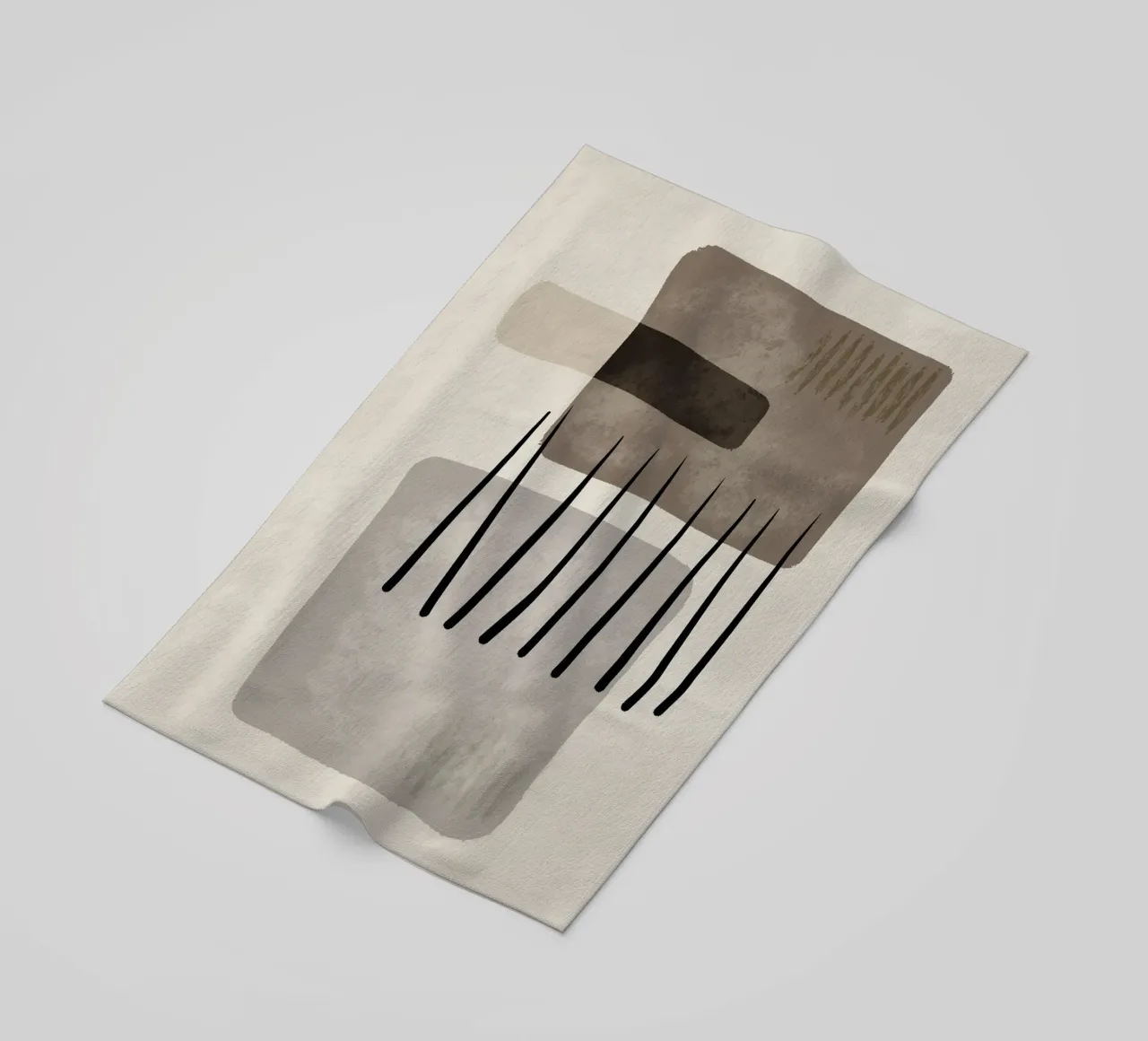 Modern abstract organic shapes and lines in earth tones telo mare da Imaginative