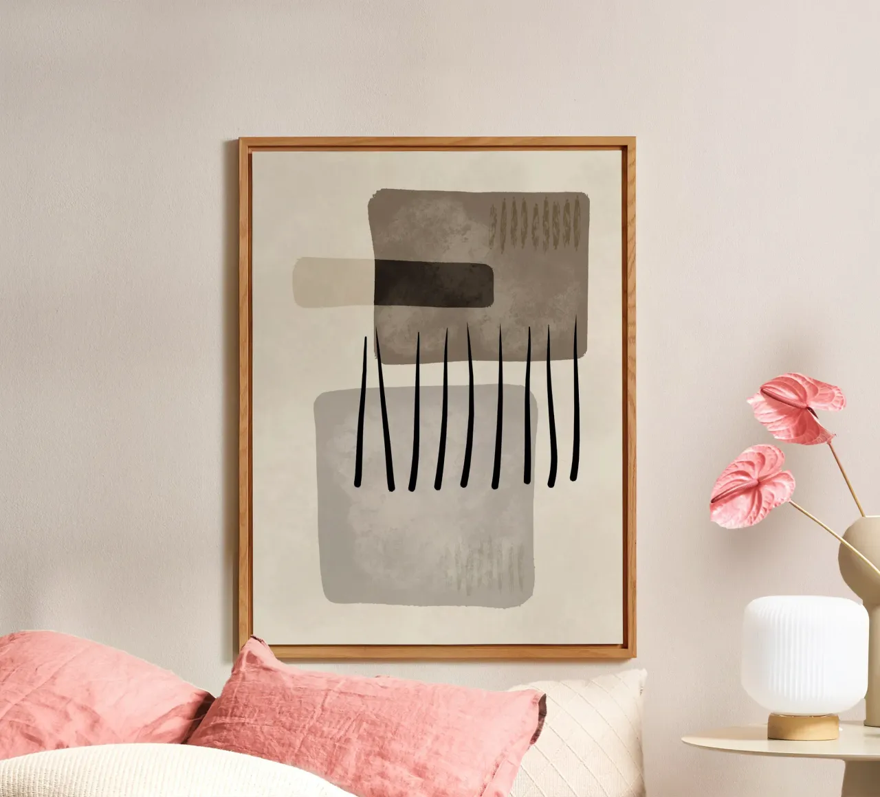 Modern abstract organic shapes and lines in earth tones alluminio dibond da Imaginative