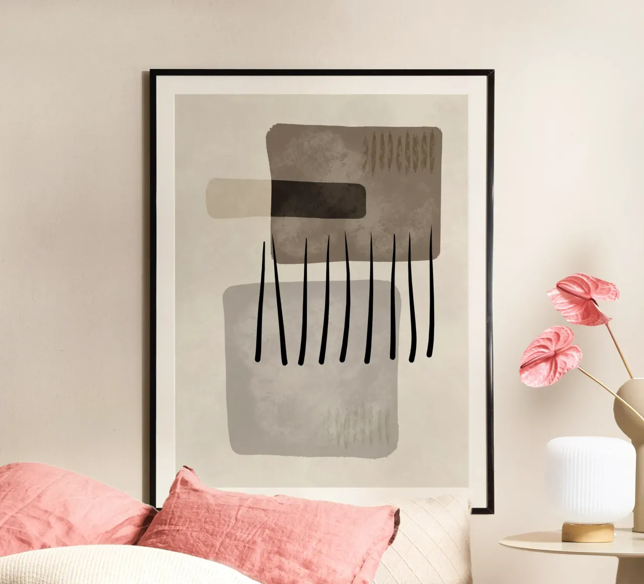 Modern abstract organic shapes and lines in earth tones carta hahnemühle da Imaginative