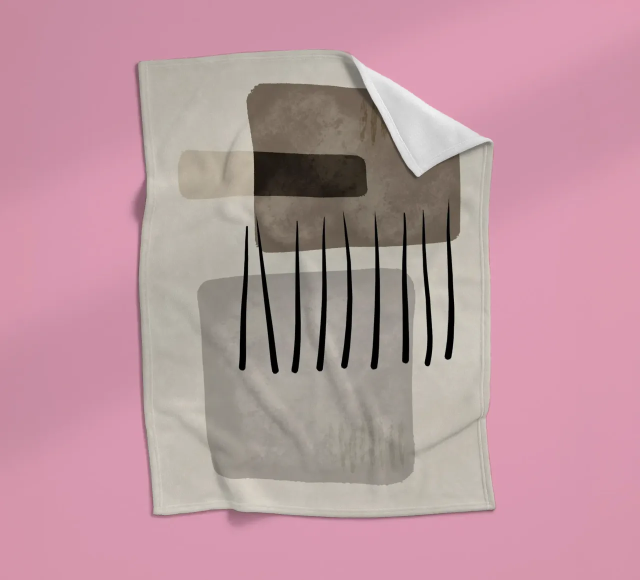 Modern abstract organic shapes and lines in earth tones Fleecedecke von Imaginative