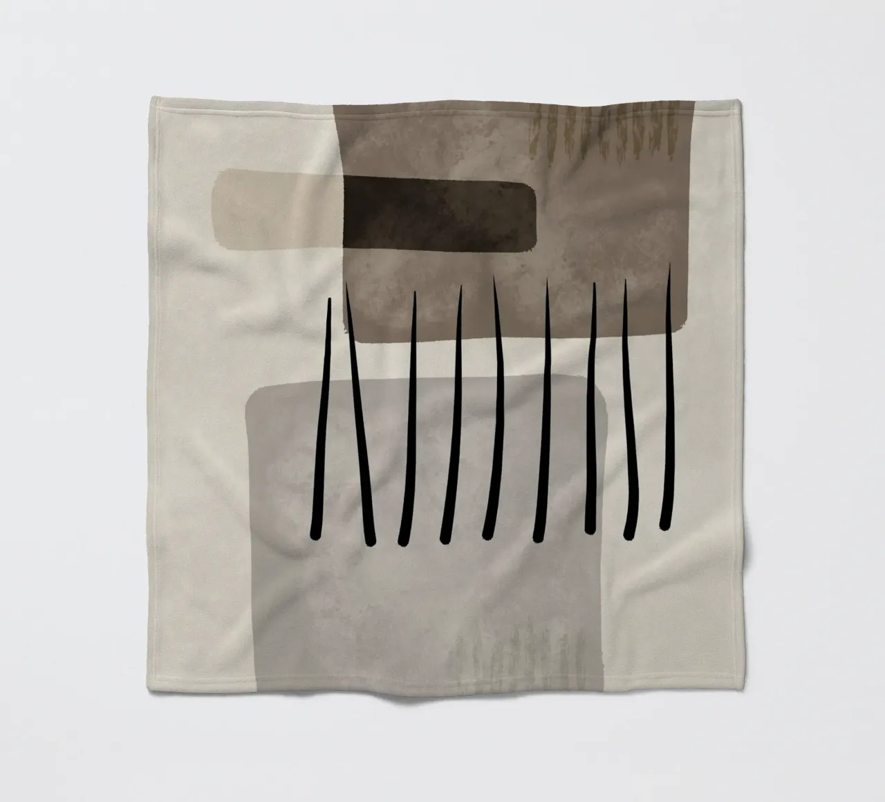 Modern abstract organic shapes and lines in earth tones Fleecedecke von Imaginative