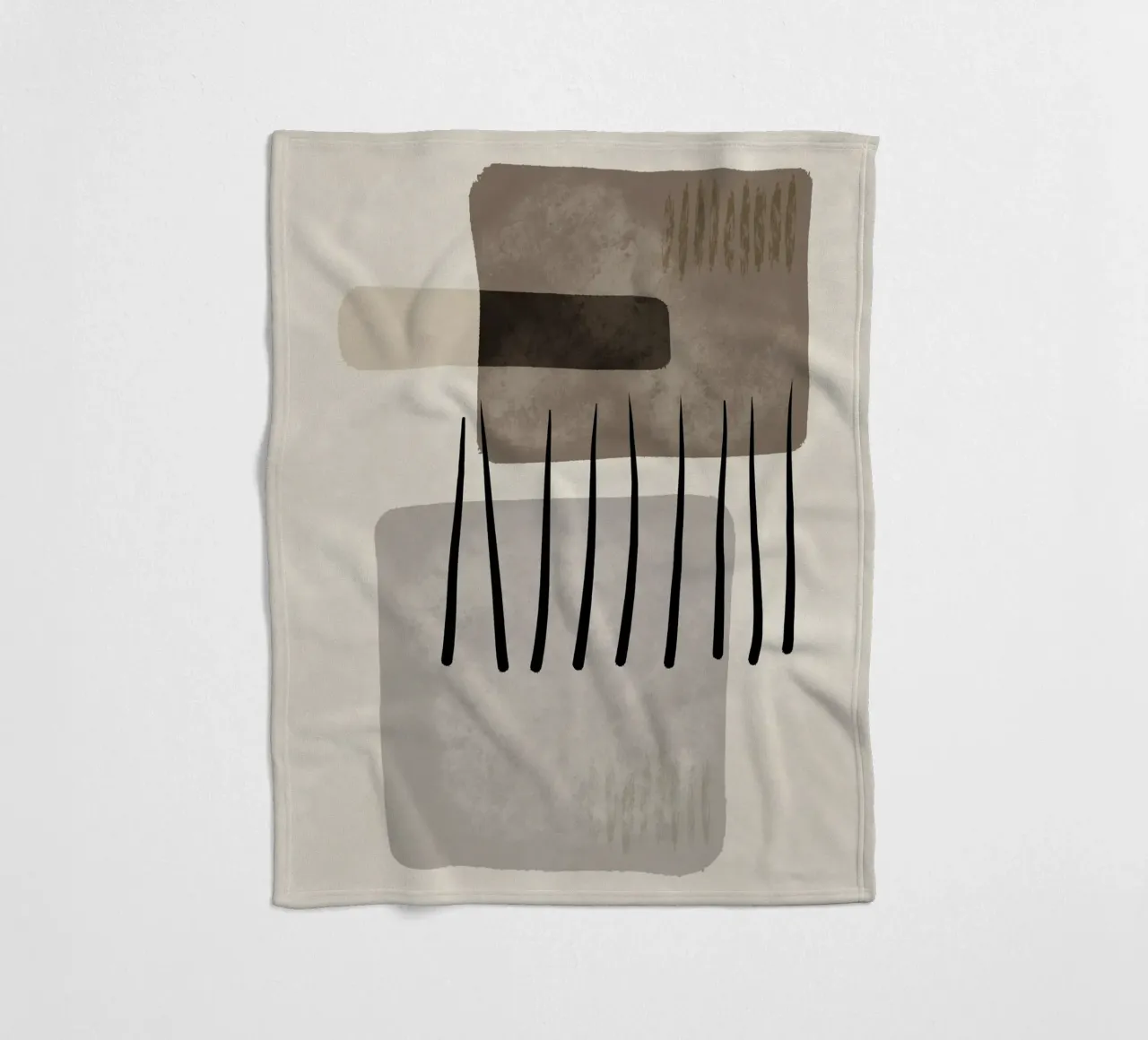 Modern abstract organic shapes and lines in earth tones Fleecedecke von Imaginative