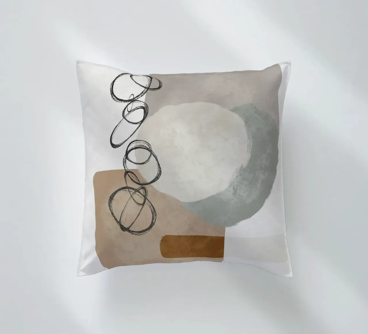 Modern abstract organic shapes and circles in earth tones cuscino da Imaginative