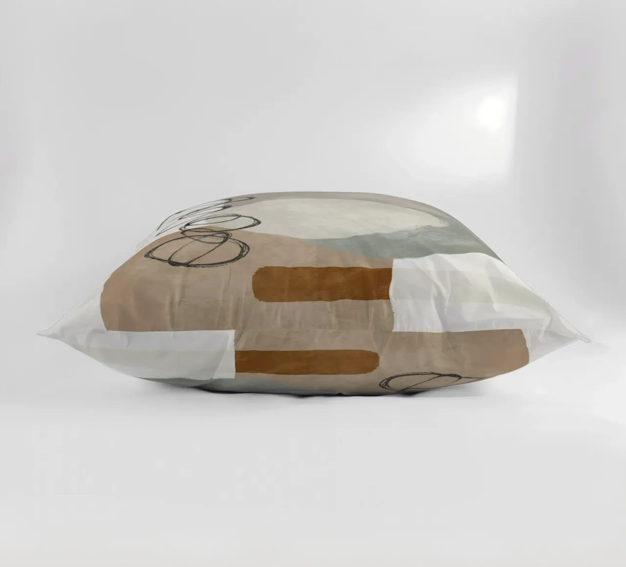Modern abstract organic shapes and circles in earth tones cuscino da Imaginative