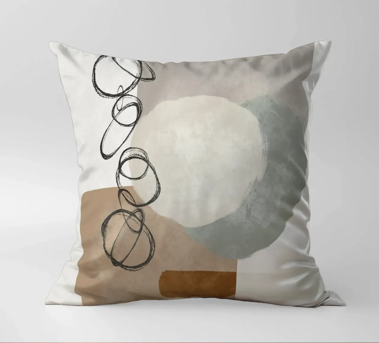 Modern abstract organic shapes and circles in earth tones cuscino da Imaginative