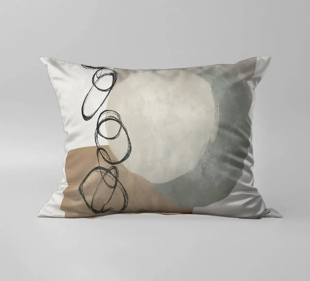 Modern abstract organic shapes and circles in earth tones cuscino da Imaginative