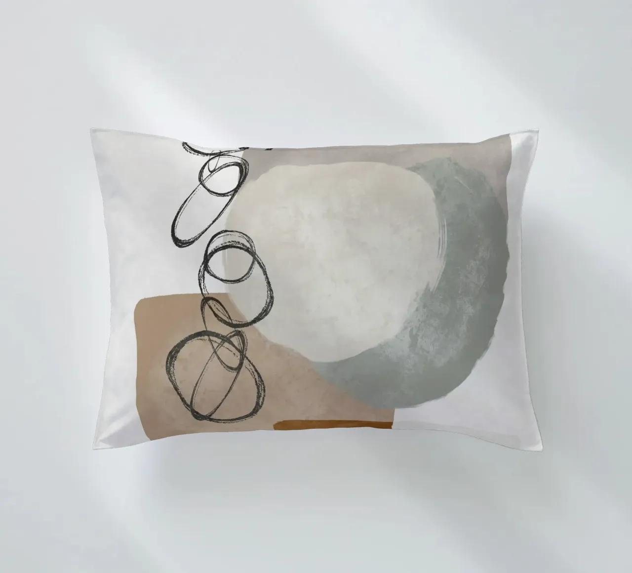 Modern abstract organic shapes and circles in earth tones cuscino da Imaginative