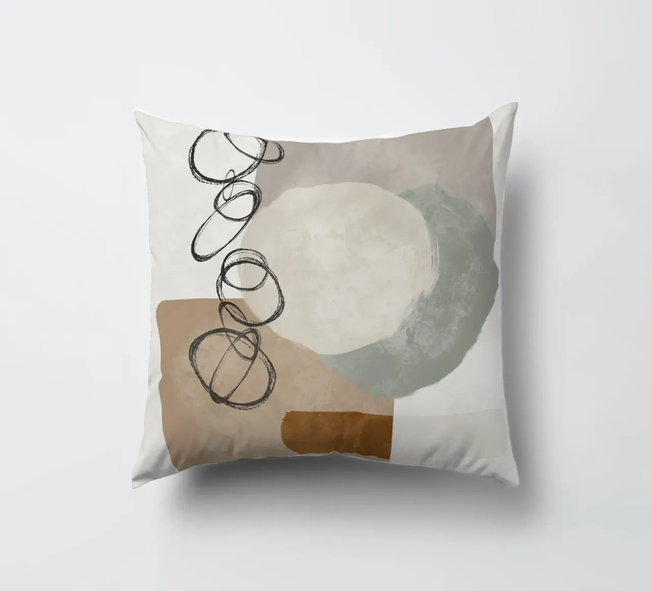 Modern abstract organic shapes and circles in earth tones cuscino da Imaginative