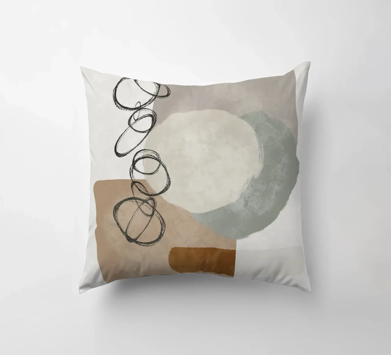 Modern abstract organic shapes and circles in earth tones cuscino da Imaginative