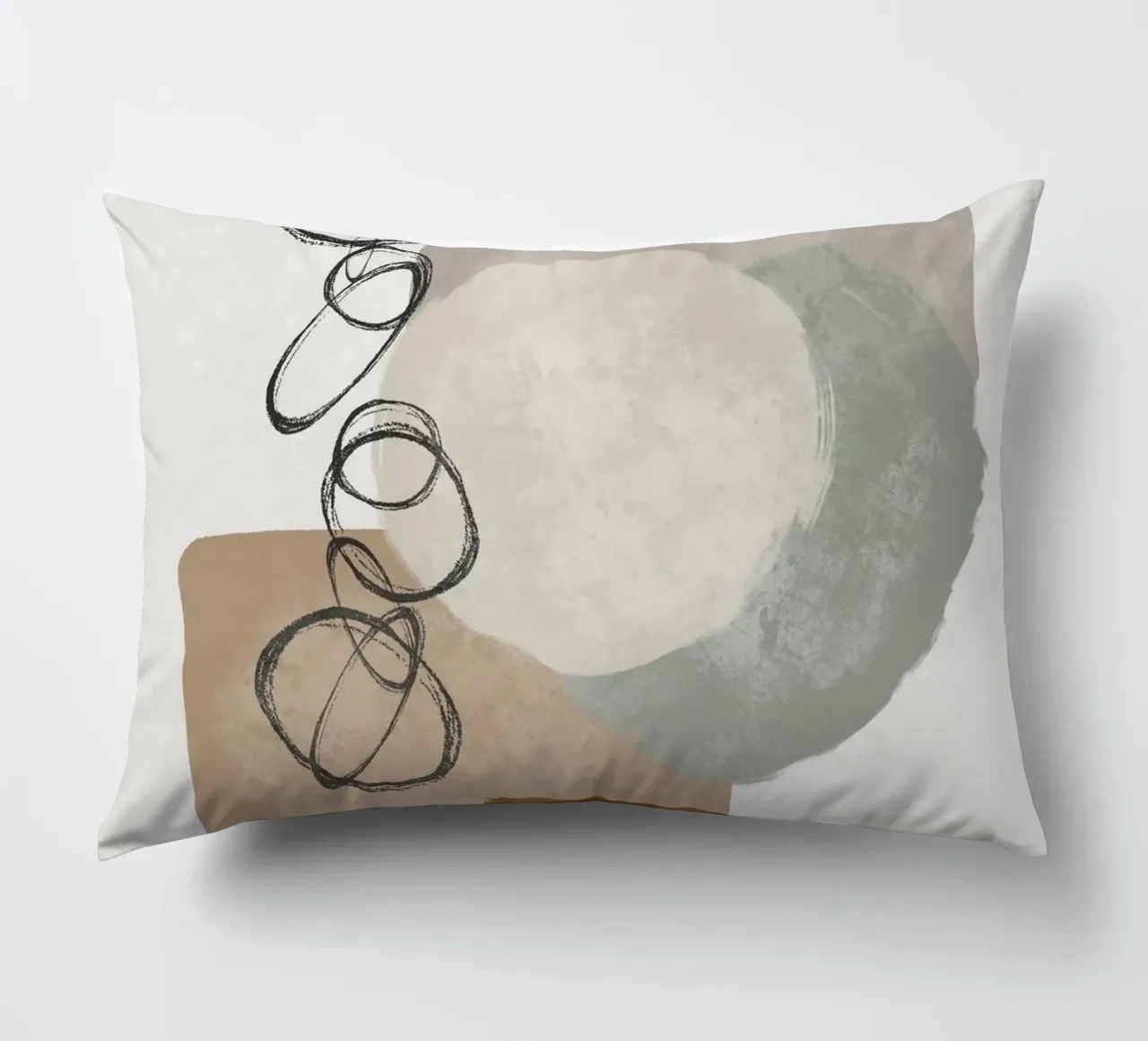 Modern abstract organic shapes and circles in earth tones cuscino da Imaginative
