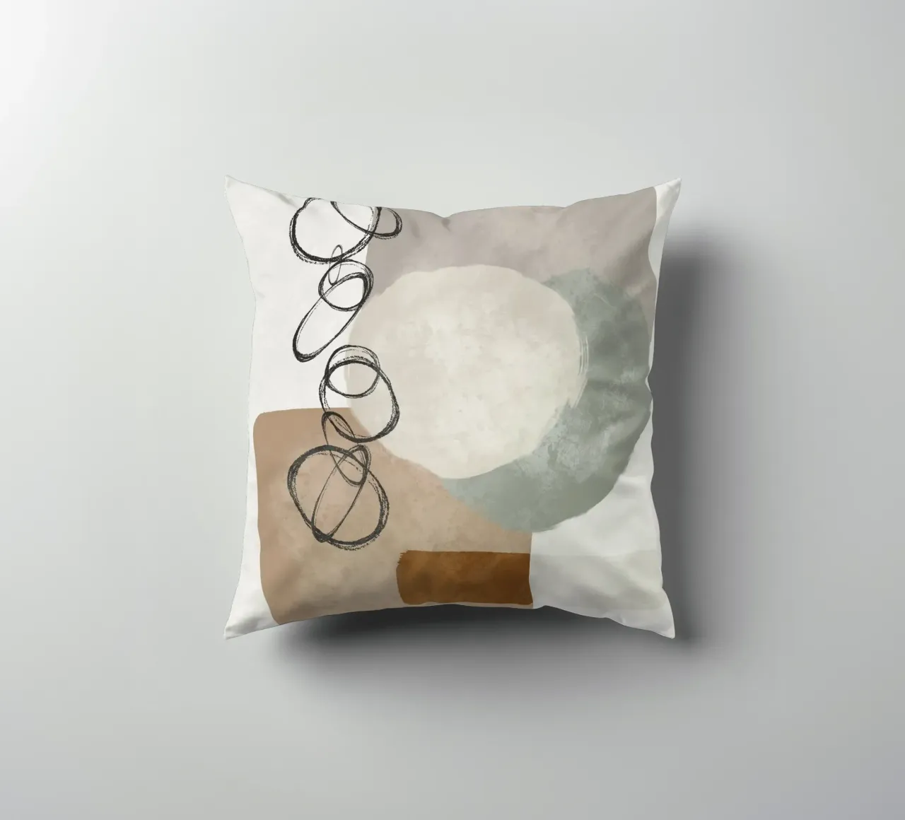 Modern abstract organic shapes and circles in earth tones cuscino da Imaginative