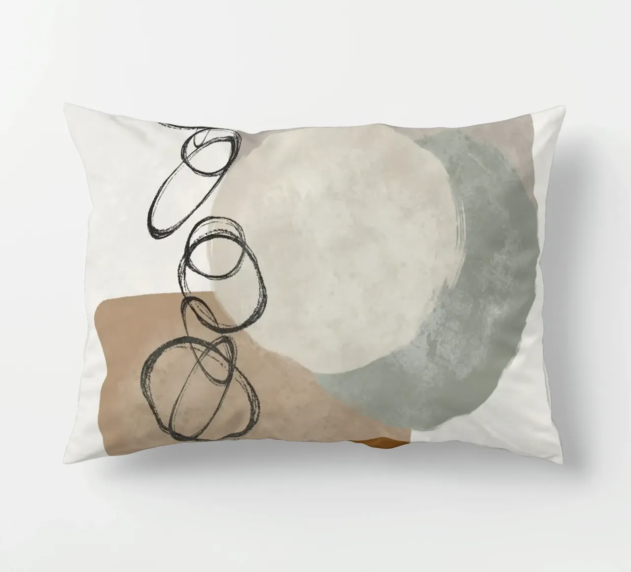 Modern abstract organic shapes and circles in earth tones cuscino da Imaginative
