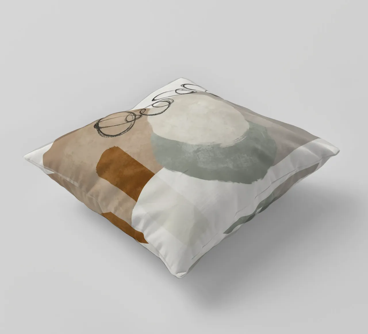 Modern abstract organic shapes and circles in earth tones cuscino da Imaginative