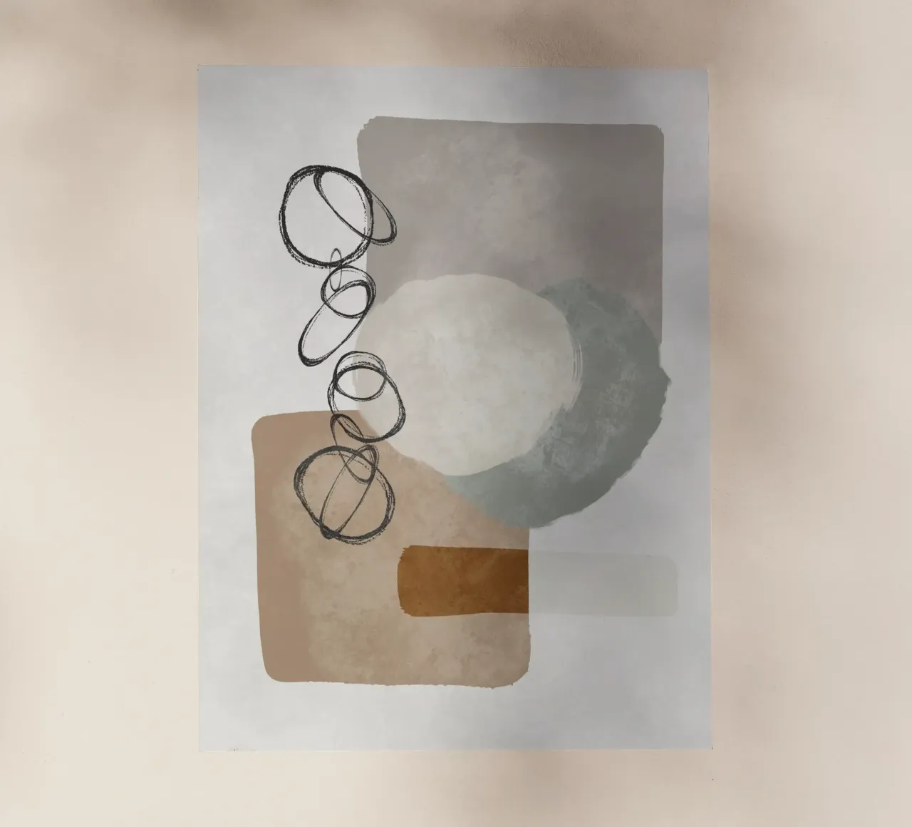 Modern abstract organic shapes and circles in earth tones pellicola backlit da Imaginative