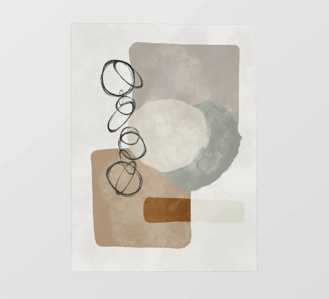 Modern abstract organic shapes and circles in earth tones telo in pvc da Imaginative