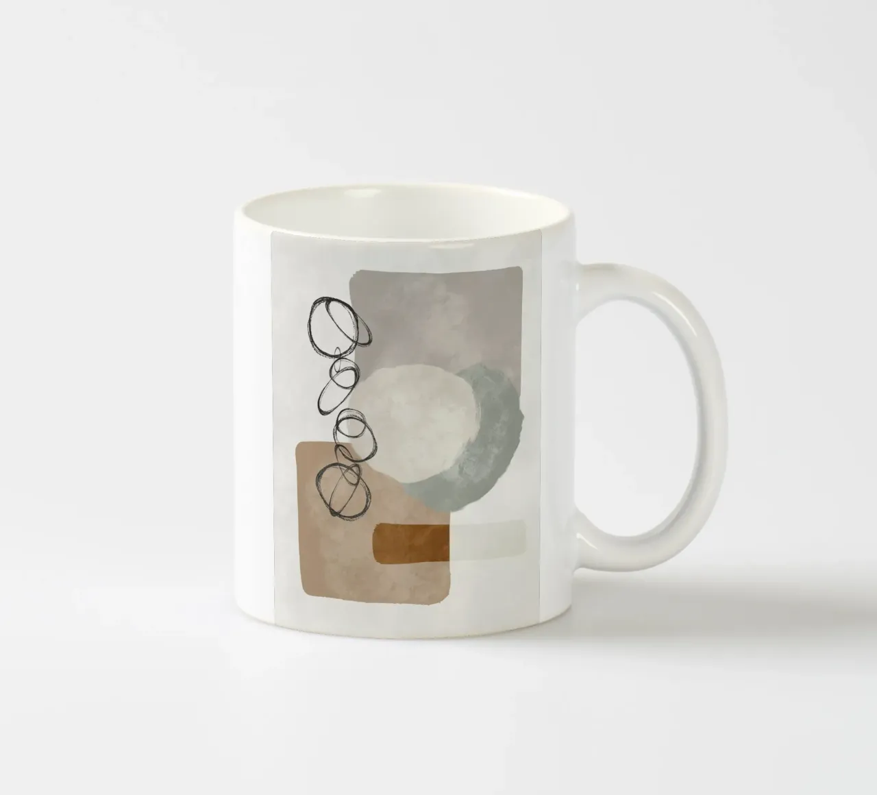 Modern abstract organic shapes and circles in earth tones tazza in ceramica da Imaginative