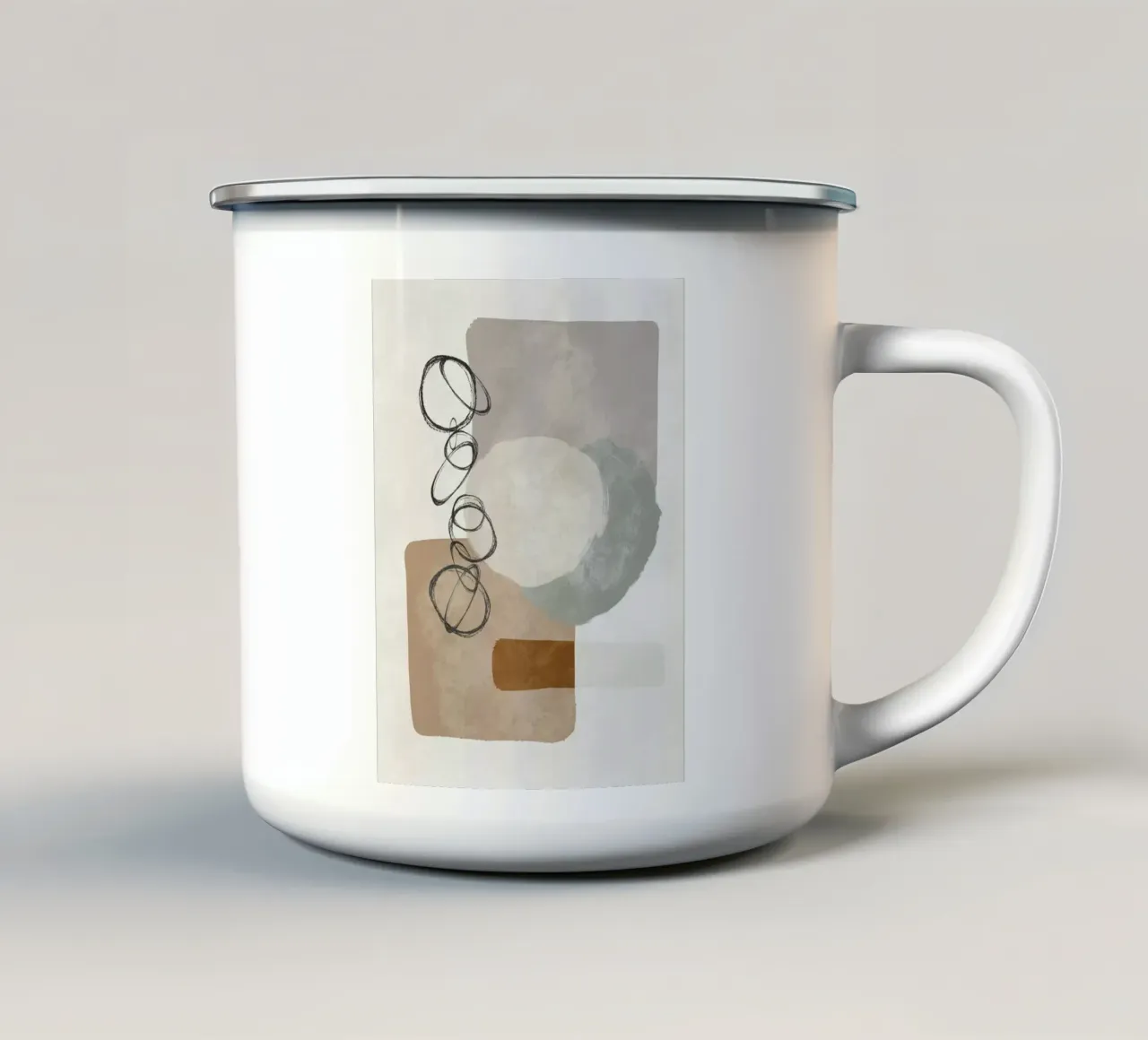 Modern abstract organic shapes and circles in earth tones tazza in smalto da Imaginative
