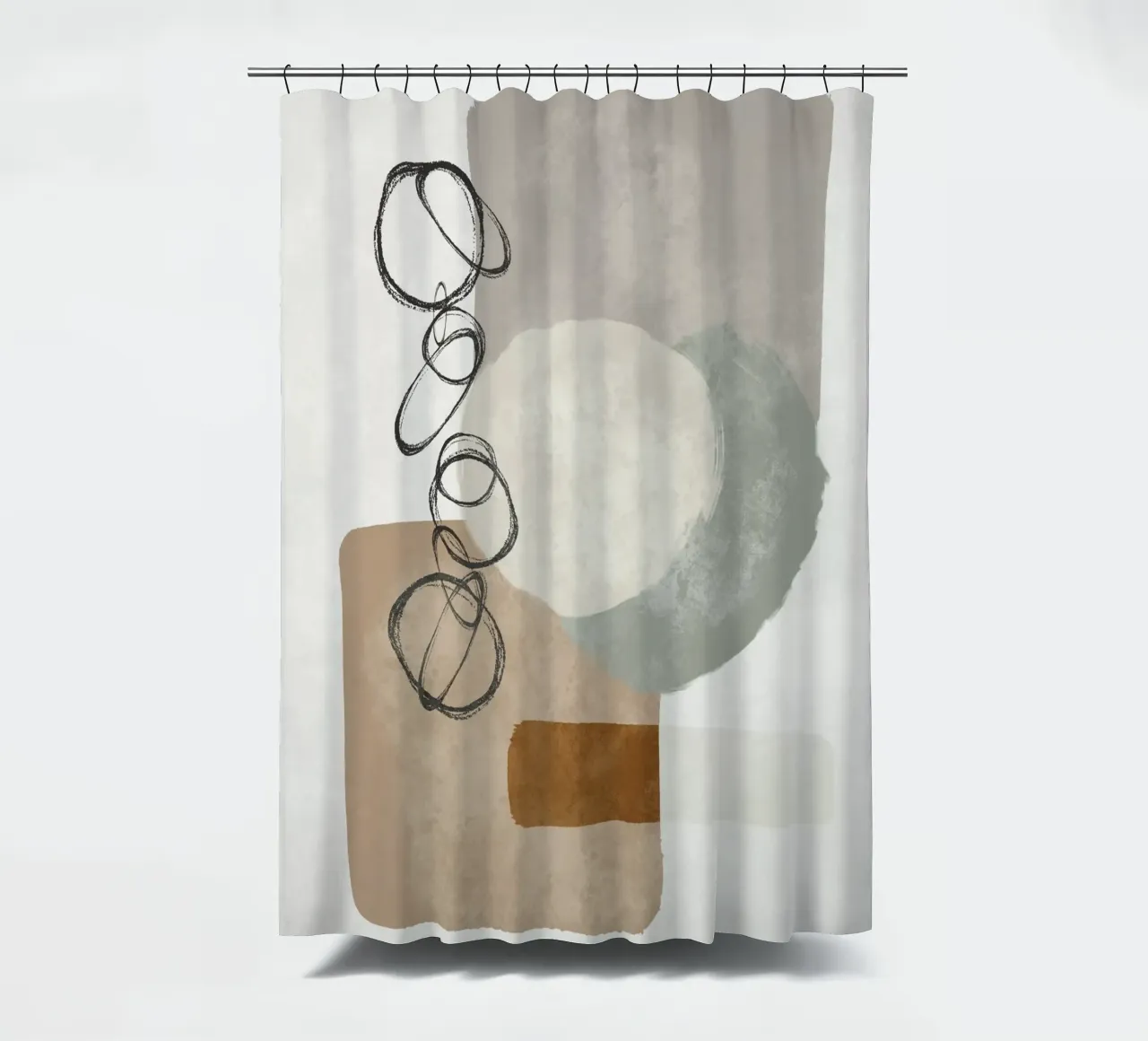 Modern abstract organic shapes and circles in earth tones tenda da doccia da Imaginative