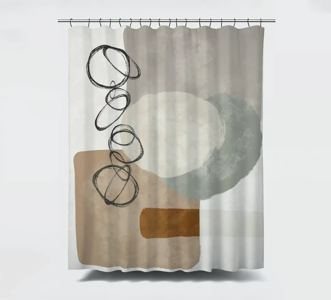 Modern abstract organic shapes and circles in earth tones tenda da doccia da Imaginative