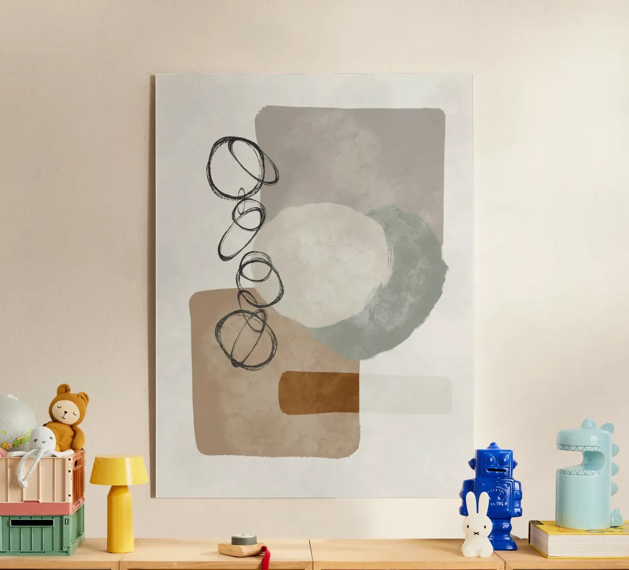 Modern abstract organic shapes and circles in earth tones plexiglass da Imaginative