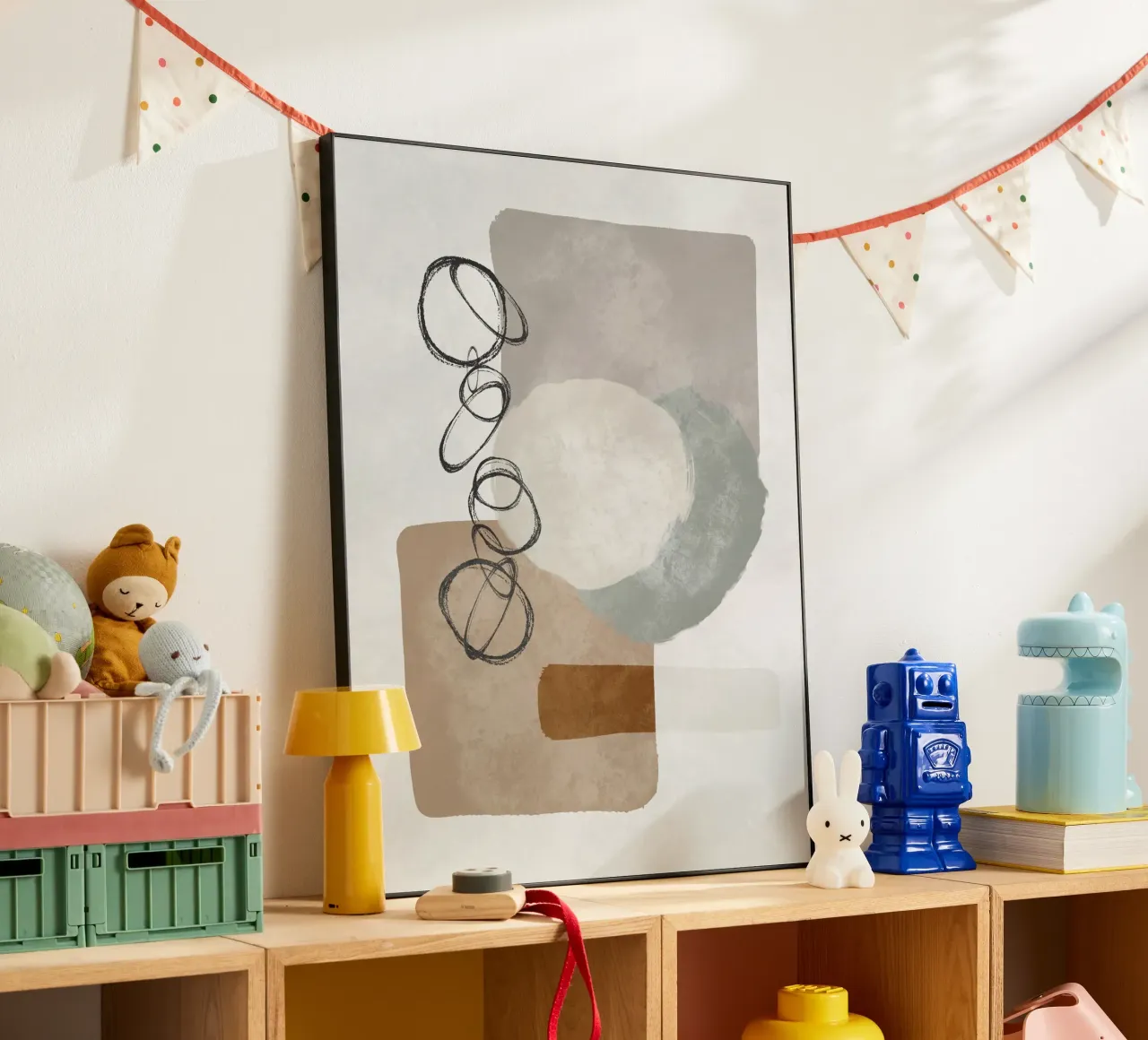 Modern abstract organic shapes and circles in earth tones alluminio dibond da Imaginative