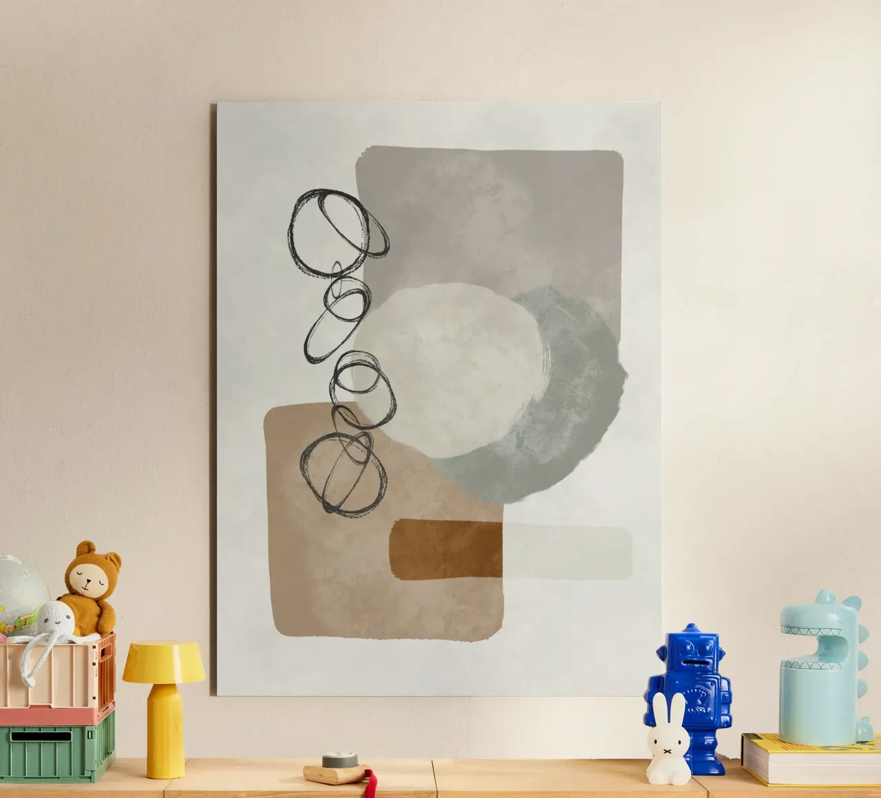 Modern abstract organic shapes and circles in earth tones alluminio dibond da Imaginative