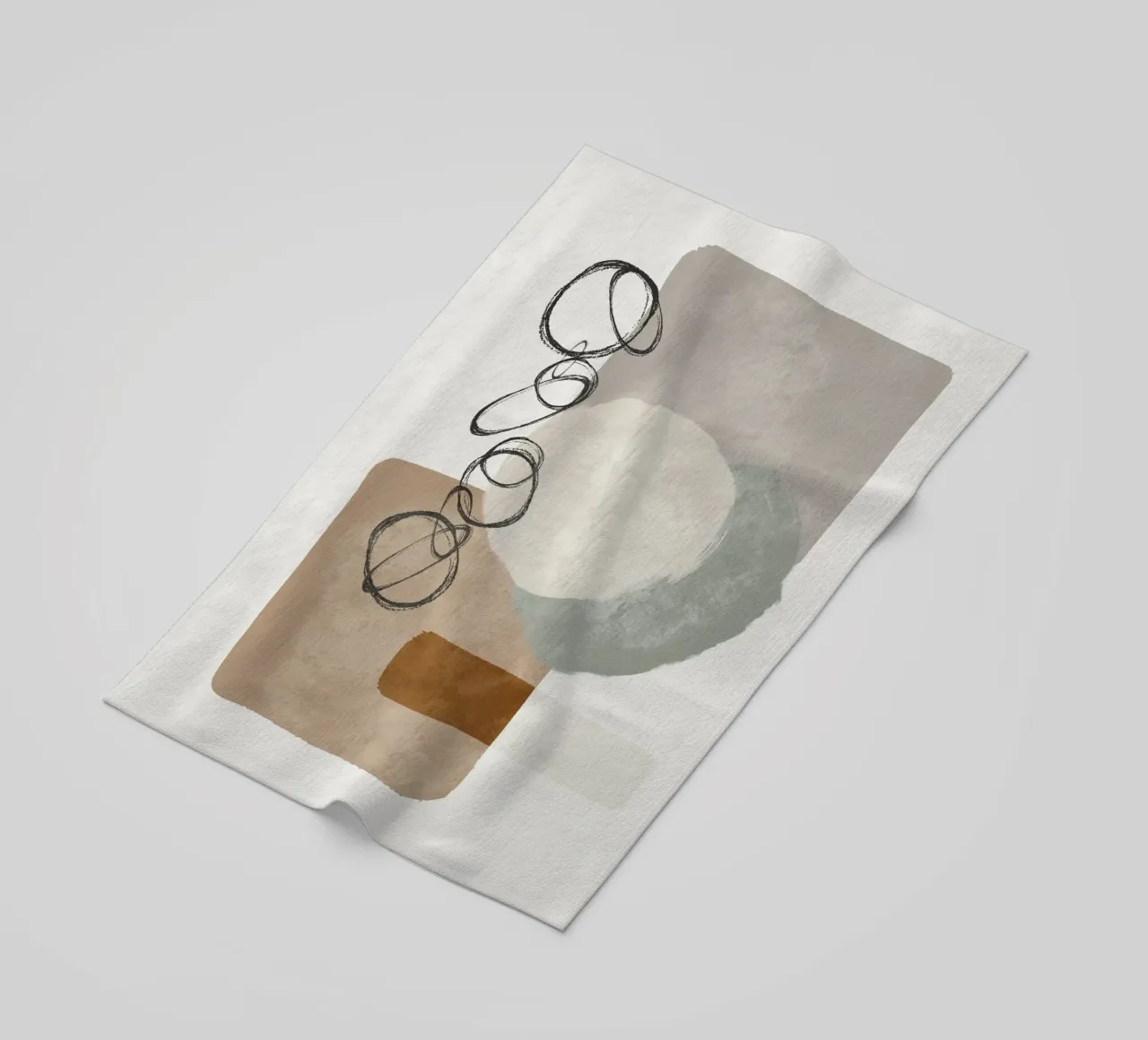 Modern abstract organic shapes and circles in earth tones telo mare da Imaginative