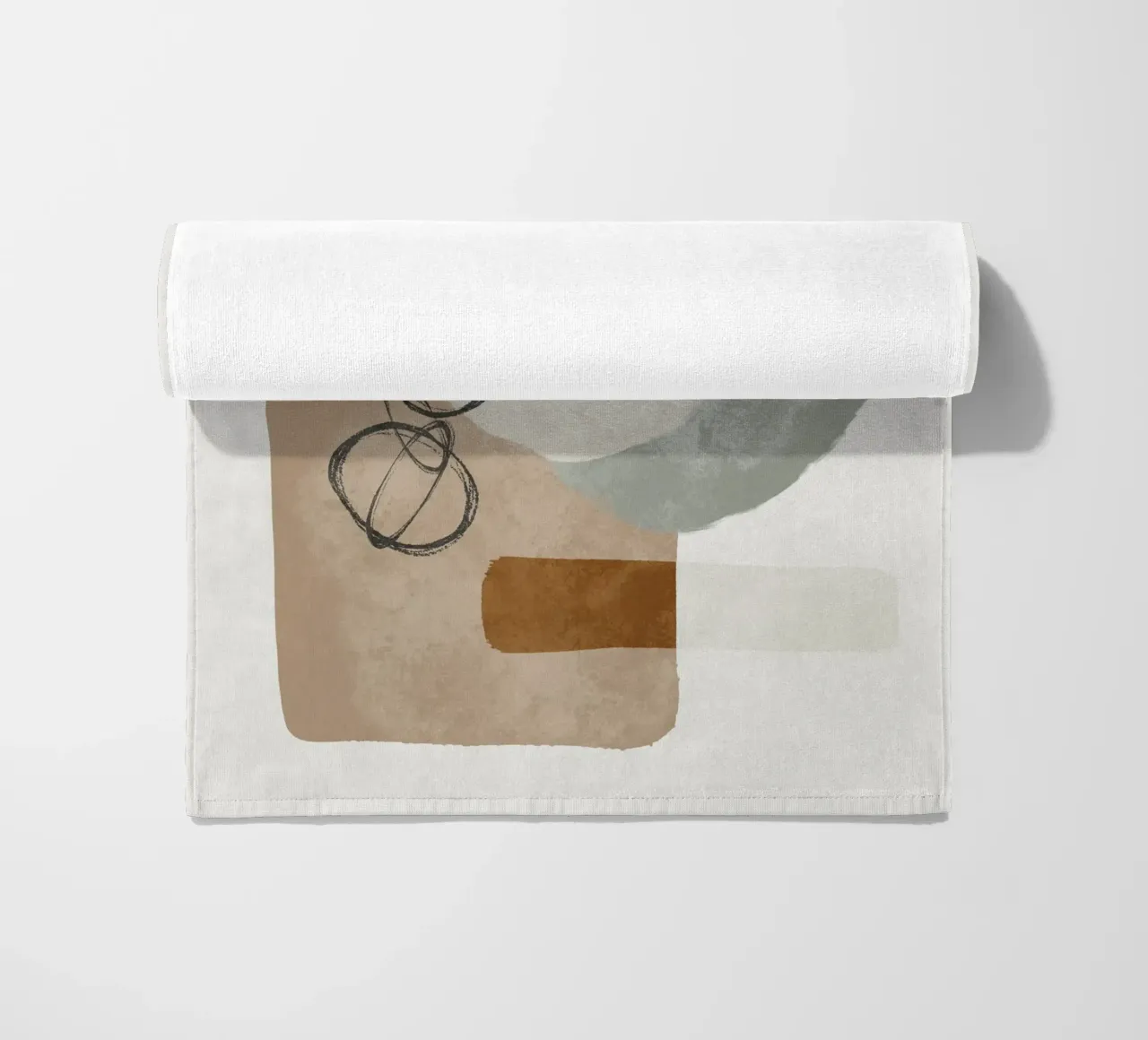 Modern abstract organic shapes and circles in earth tones telo mare da Imaginative