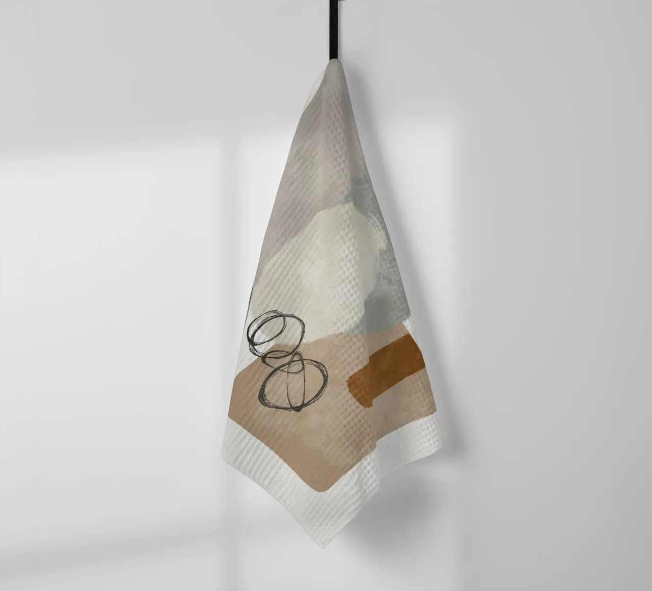 Modern abstract organic shapes and circles in earth tones torchon de Imaginative
