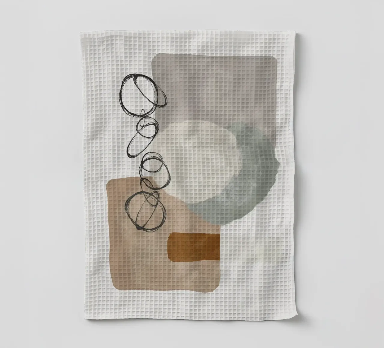 Modern abstract organic shapes and circles in earth tones torchon de Imaginative