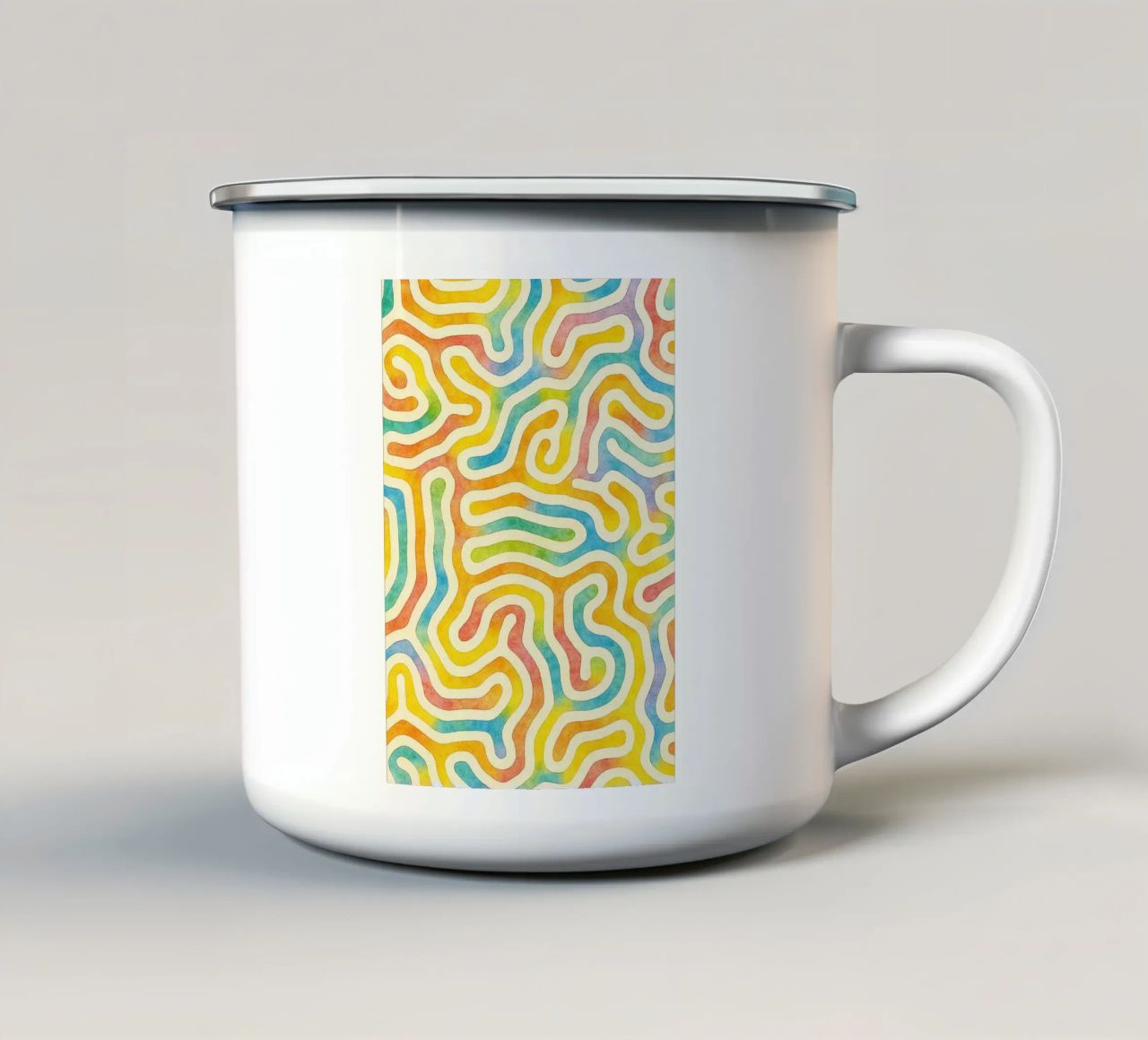 linea geometrica astratta del verme tazza in smalto da arkhanz
