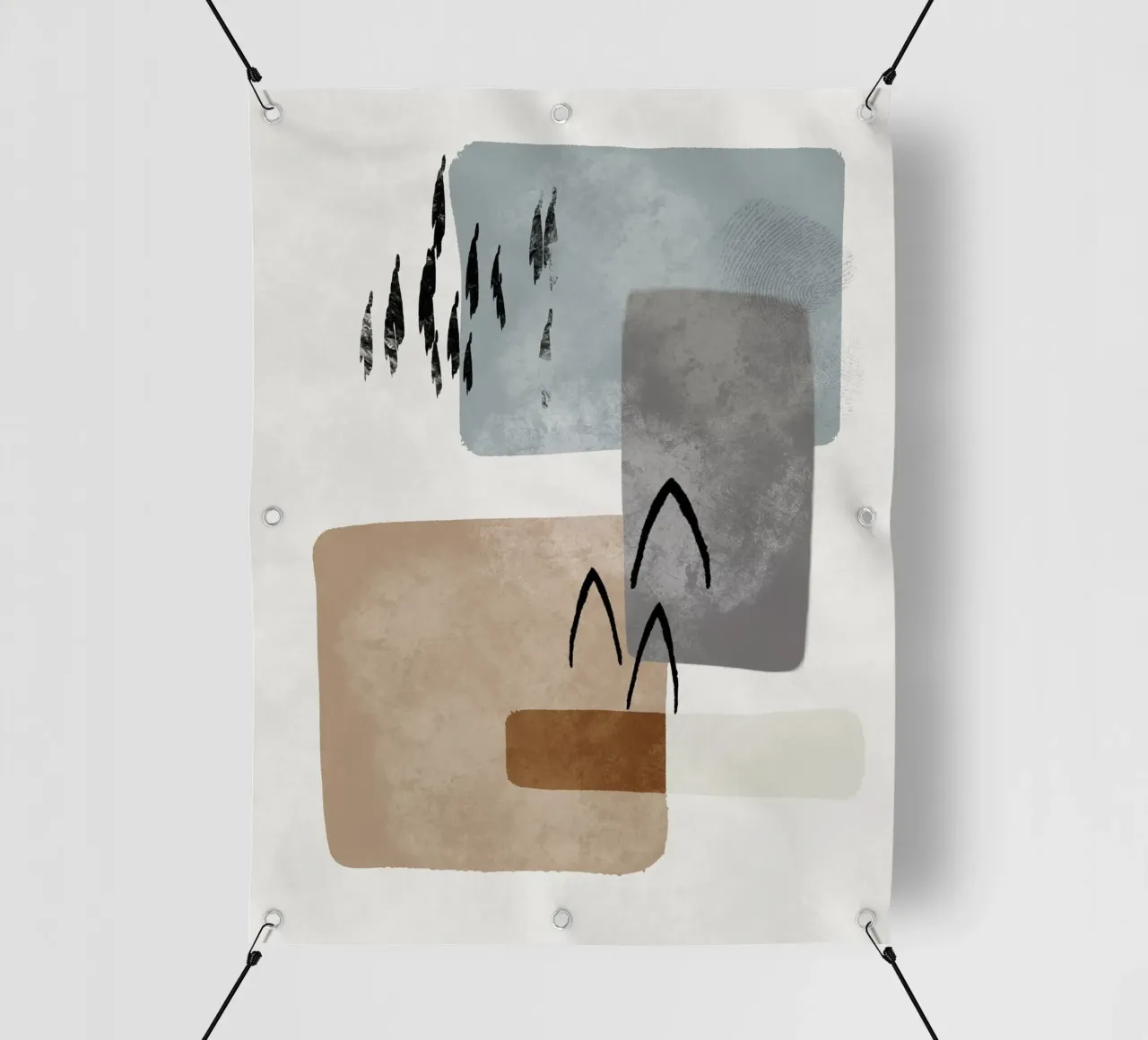 Modern abstract organic shapes and lines in earth tones telo in pvc da Imaginative