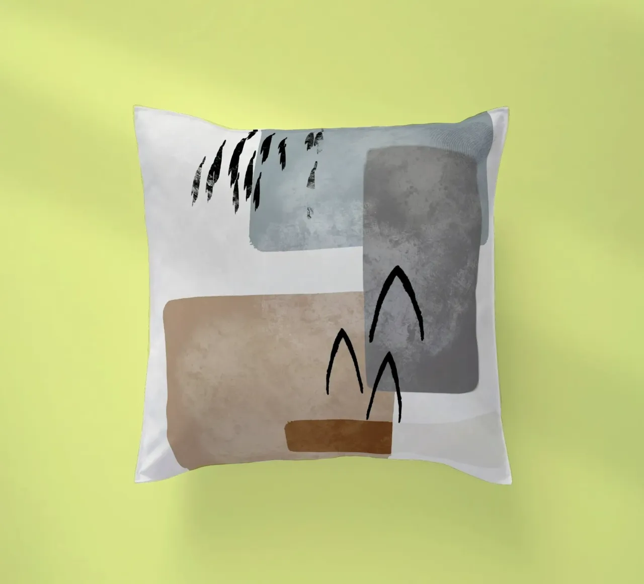 Modern abstract organic shapes and lines in earth tones cuscino da Imaginative