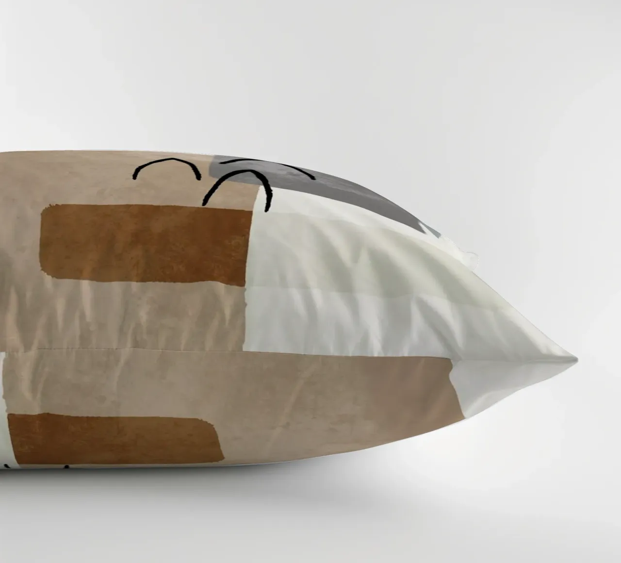 Modern abstract organic shapes and lines in earth tones cuscino da Imaginative