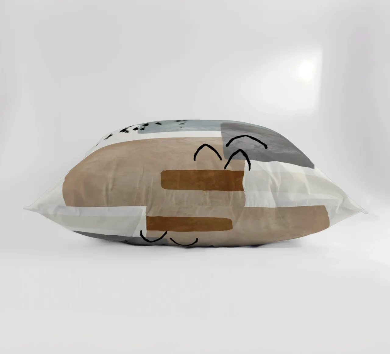 Modern abstract organic shapes and lines in earth tones cuscino da Imaginative