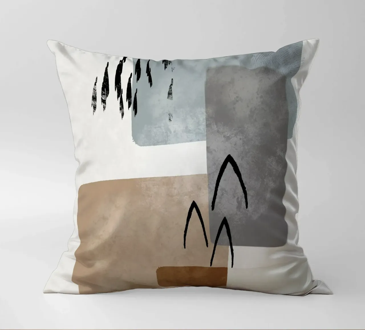 Modern abstract organic shapes and lines in earth tones cuscino da Imaginative