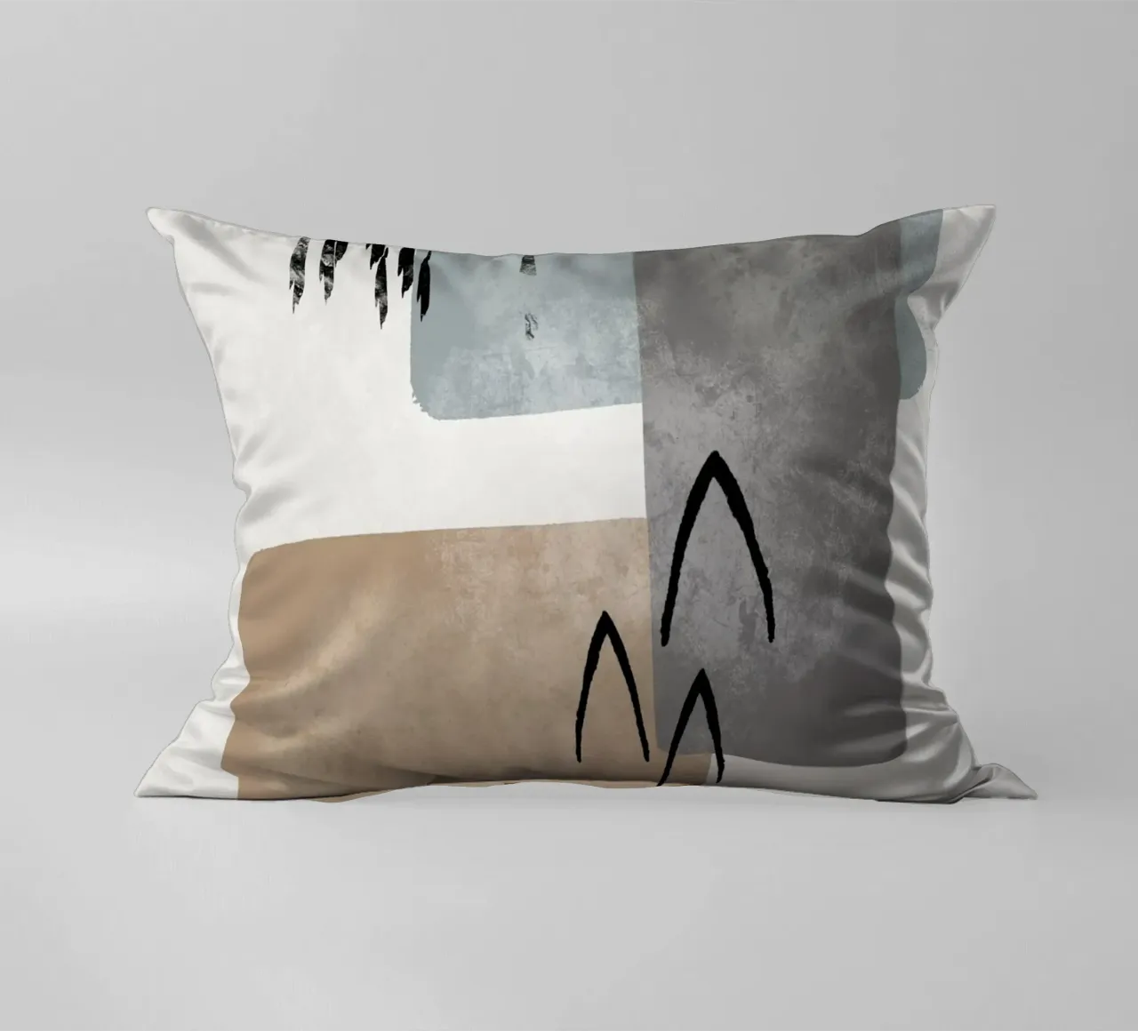 Modern abstract organic shapes and lines in earth tones cuscino da Imaginative