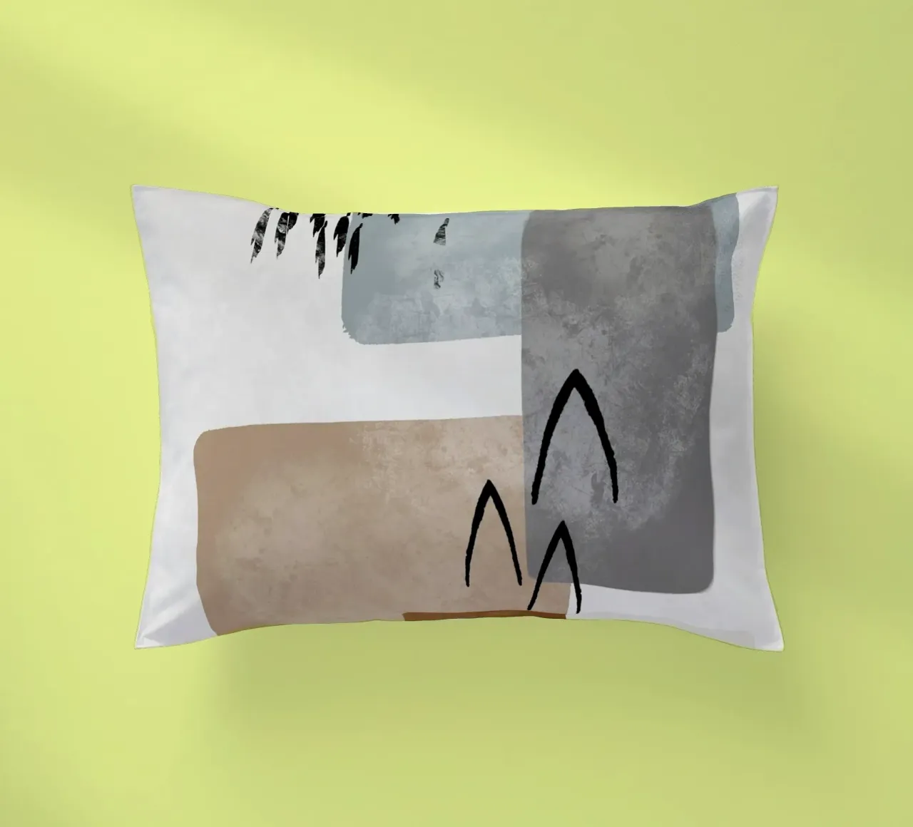 Modern abstract organic shapes and lines in earth tones cuscino da Imaginative