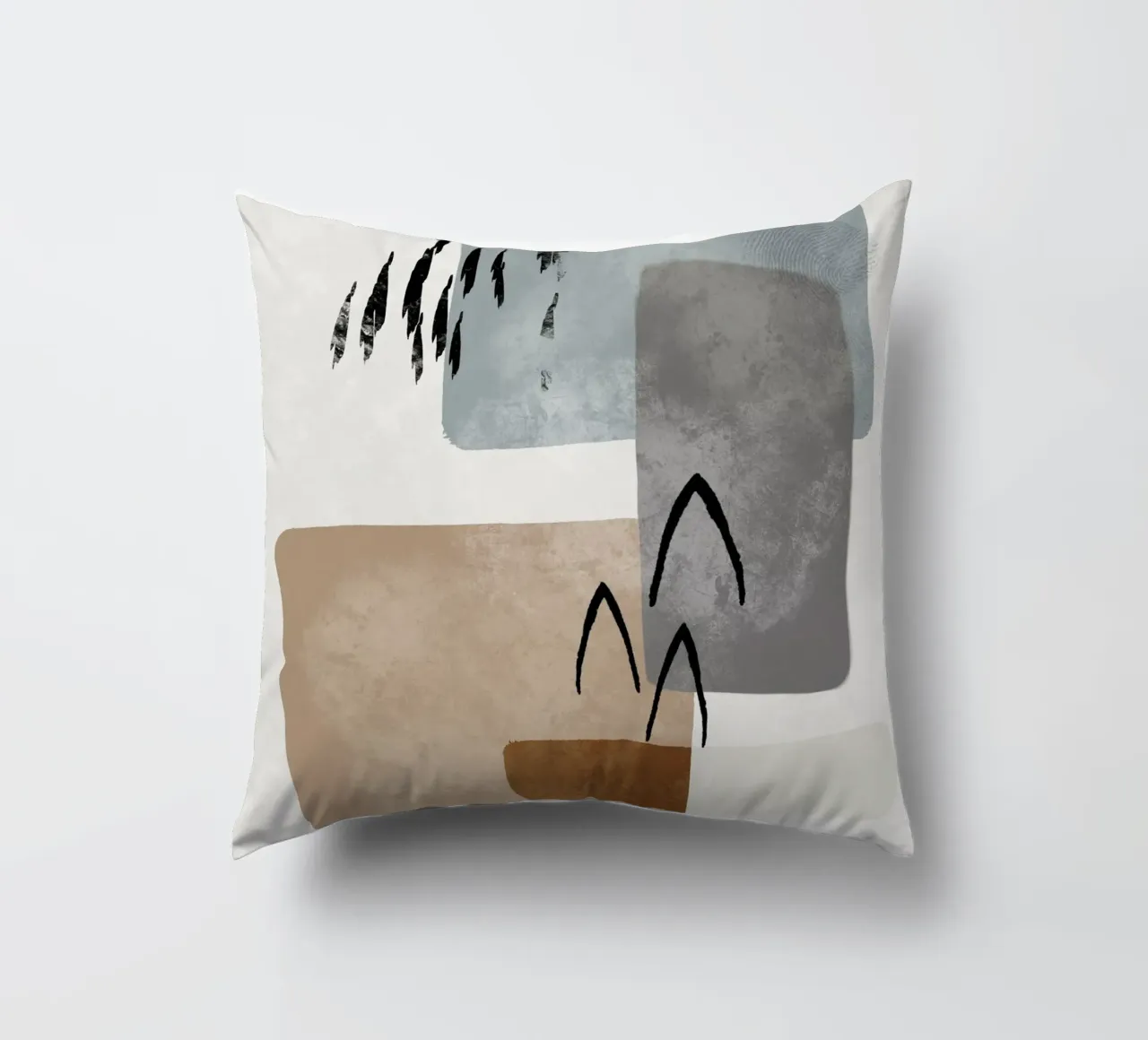 Modern abstract organic shapes and lines in earth tones cuscino da Imaginative