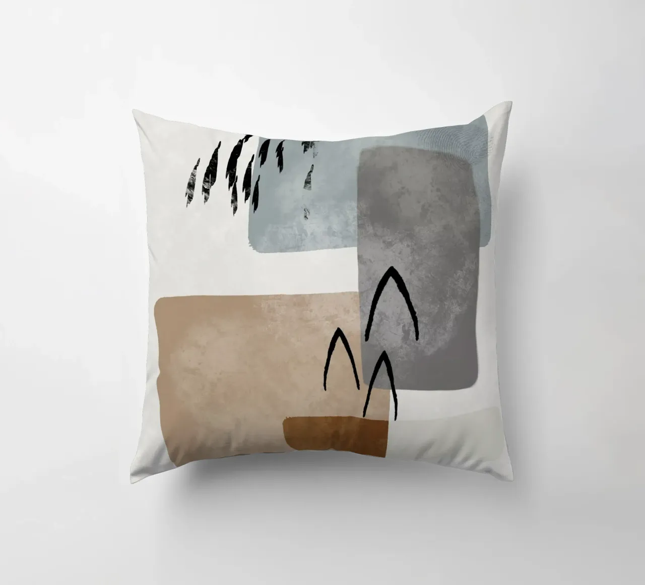 Modern abstract organic shapes and lines in earth tones cuscino da Imaginative