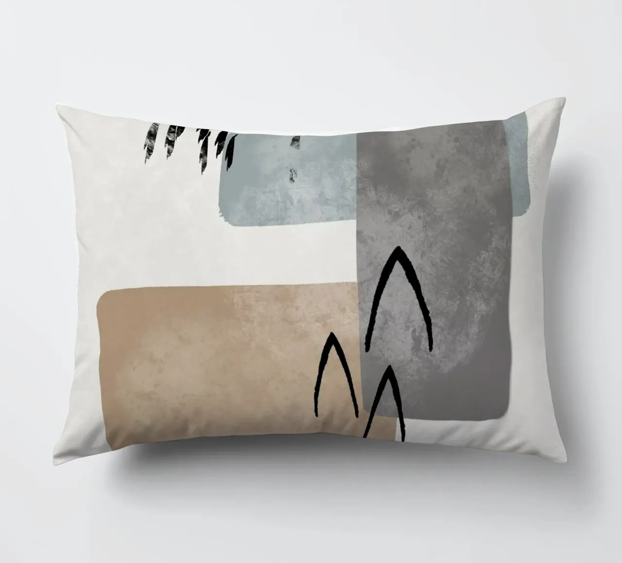 Modern abstract organic shapes and lines in earth tones cuscino da Imaginative