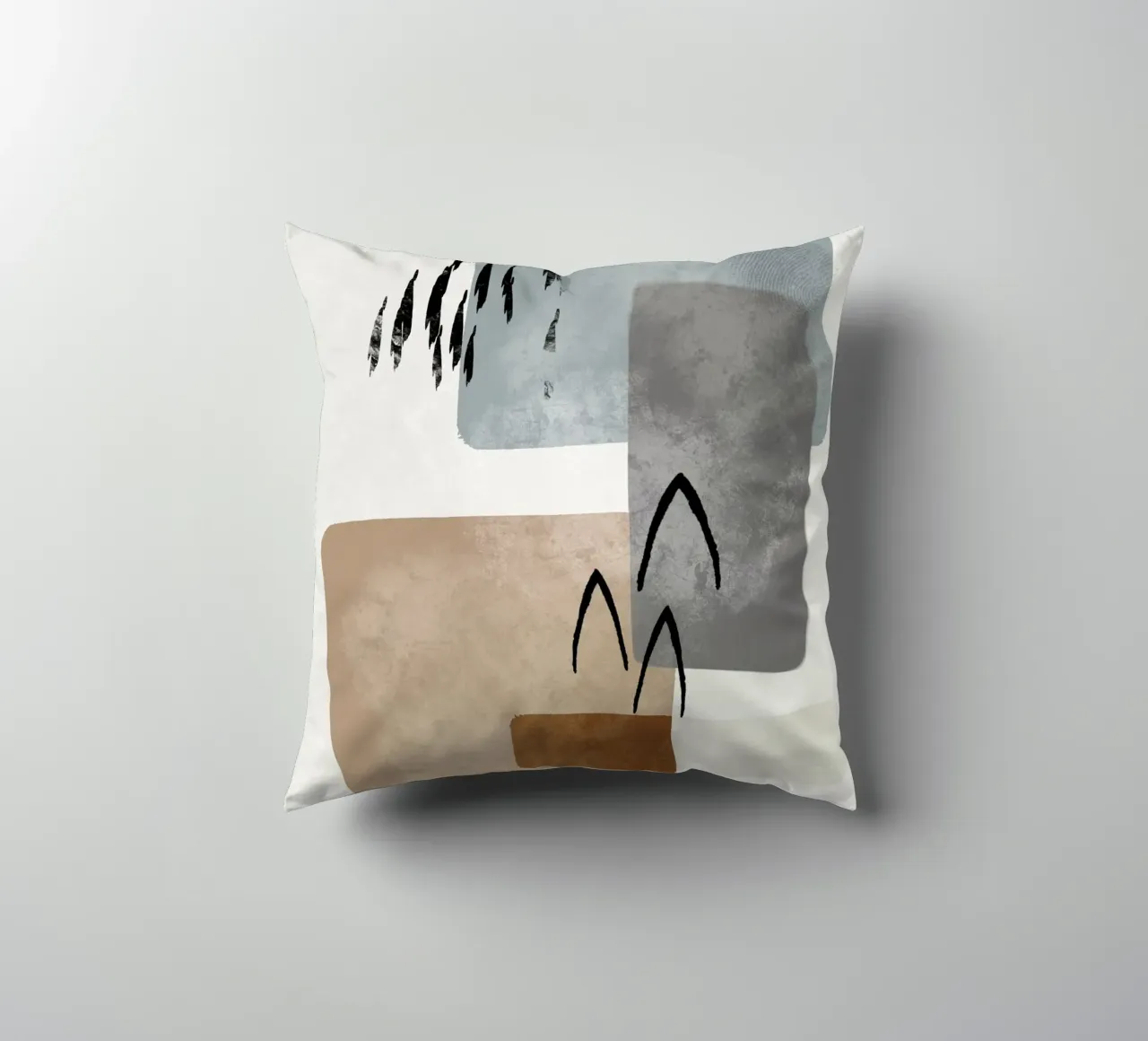 Modern abstract organic shapes and lines in earth tones cuscino da Imaginative