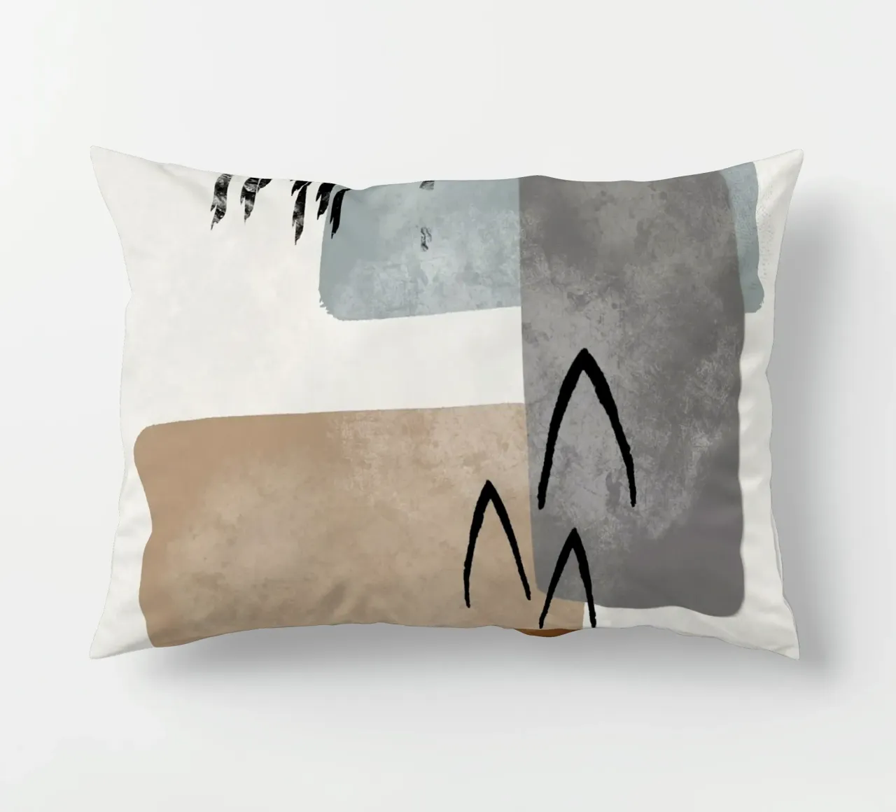 Modern abstract organic shapes and lines in earth tones cuscino da Imaginative