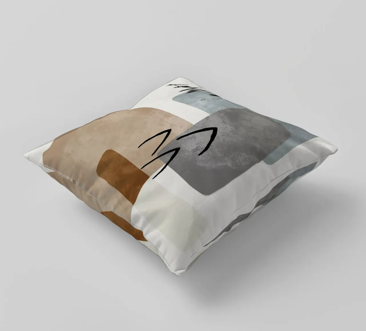 Modern abstract organic shapes and lines in earth tones cuscino da Imaginative