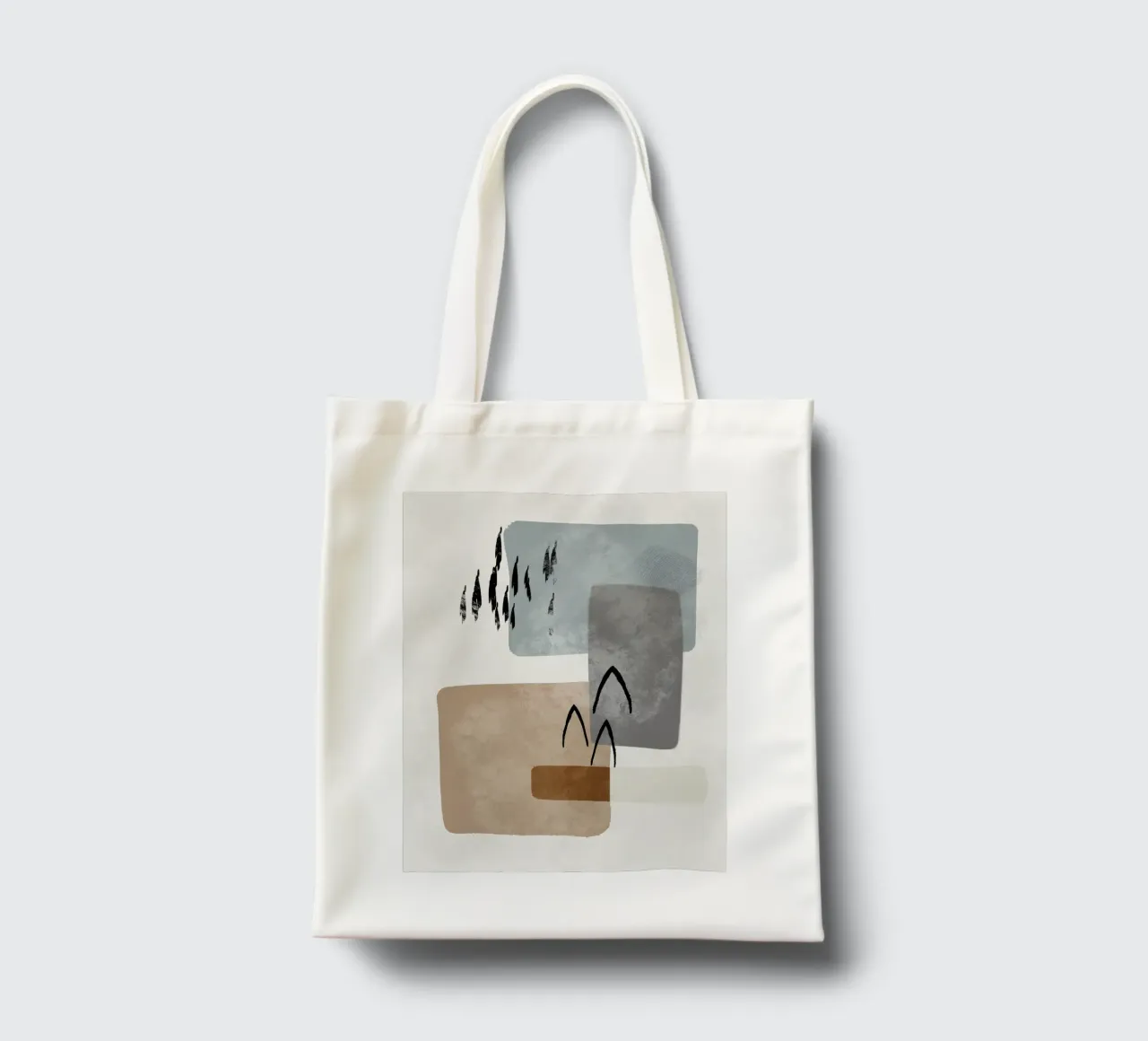 Modern abstract organic shapes and lines in earth tones borsa in juta da Imaginative