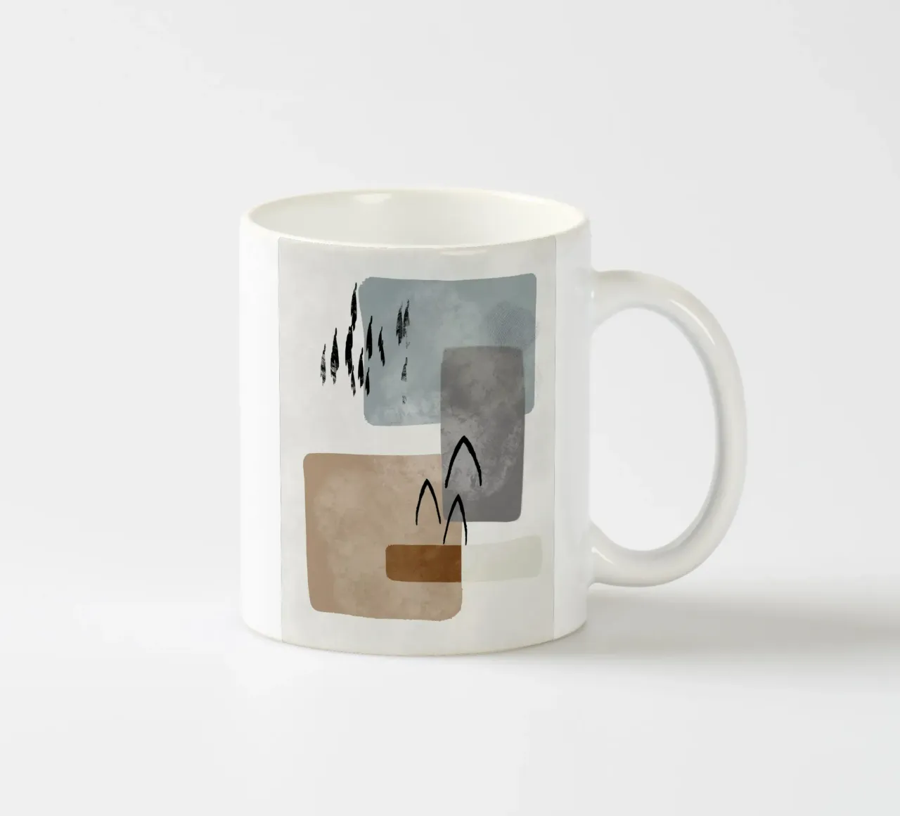Modern abstract organic shapes and lines in earth tones keramische mok van Imaginative
