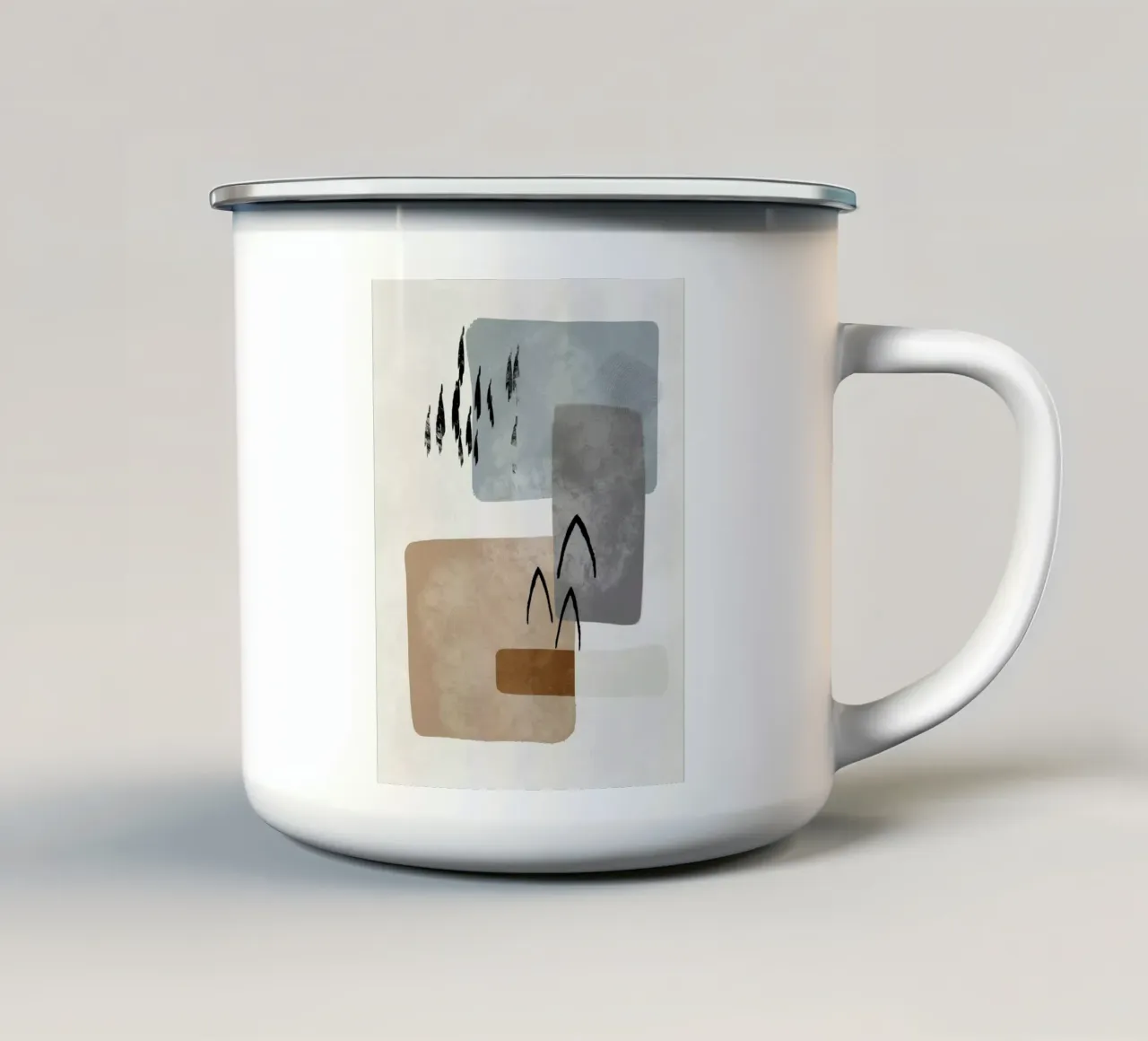 Modern abstract organic shapes and lines in earth tones tazza in smalto da Imaginative